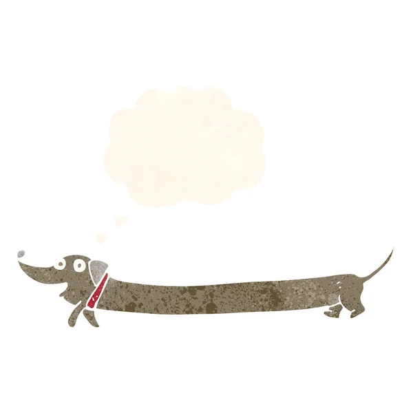 Desenho animado dachshund com bolha de pensamento — Vetor de Stock