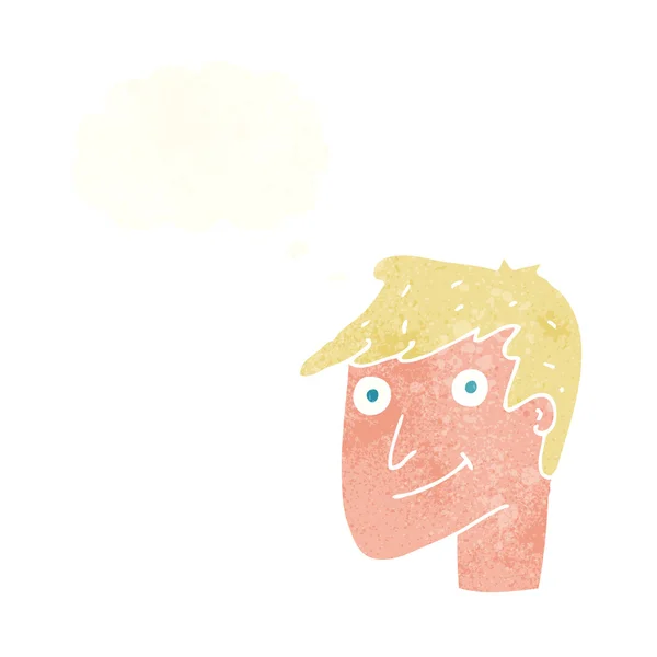 Dessin animé homme heureux avec bulle de pensée — Image vectorielle