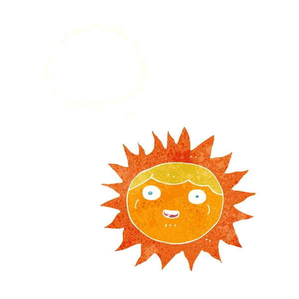 Personnage de dessin animé soleil avec bulle de pensée — Image vectorielle