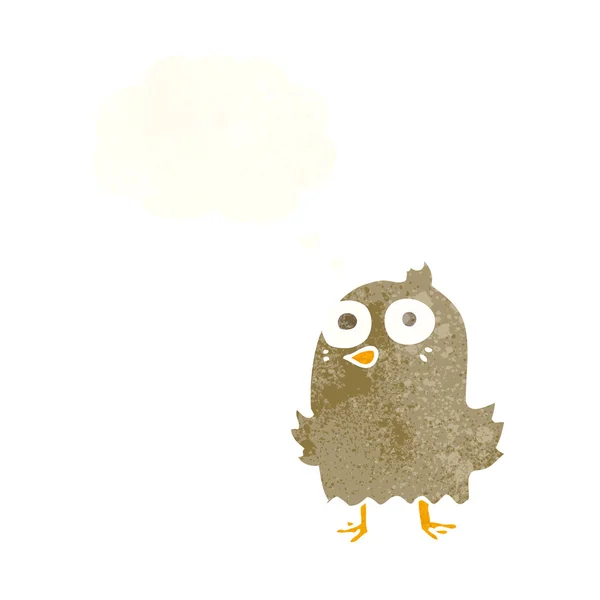 Divertido pájaro de dibujos animados con burbuja de pensamiento — Archivo Imágenes Vectoriales