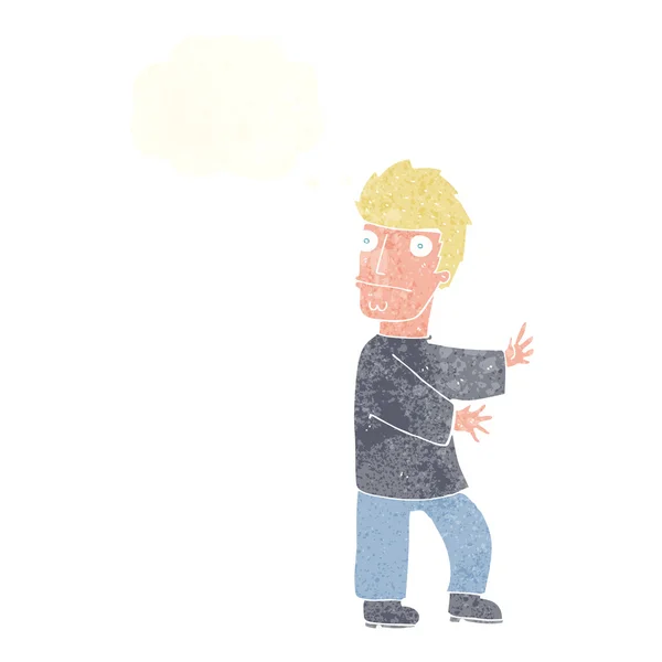 Karikatur nervöser Mann mit Gedankenblase — Stockvektor