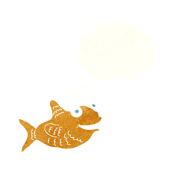 Dibujos animados peces felices con burbuja de pensamiento — Vector de stock