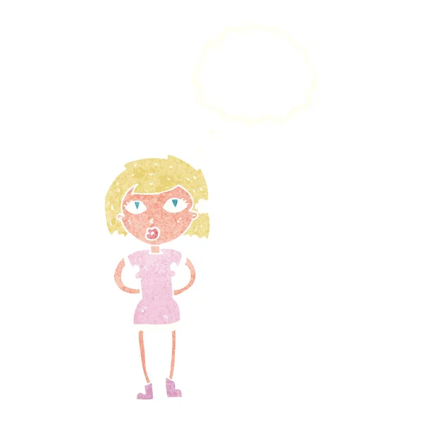 Femme dessin animé avec bulle de pensée — Image vectorielle