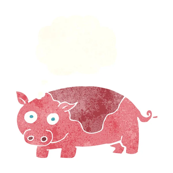思考バブルを持つ漫画の豚 — ストックベクタ