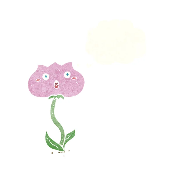 Dessin animé fleur choquée avec bulle de pensée — Image vectorielle