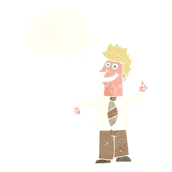 Cartoon-Mann mit guter Idee mit Gedankenblase — Stockvektor