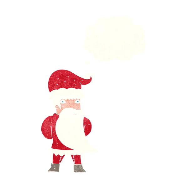Dessin animé santa claus avec bulle de pensée — Image vectorielle