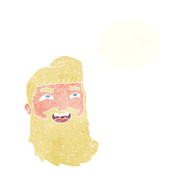 Kreslený muž s vousy smějící se myšlenkovou bublinou — Stockový vektor