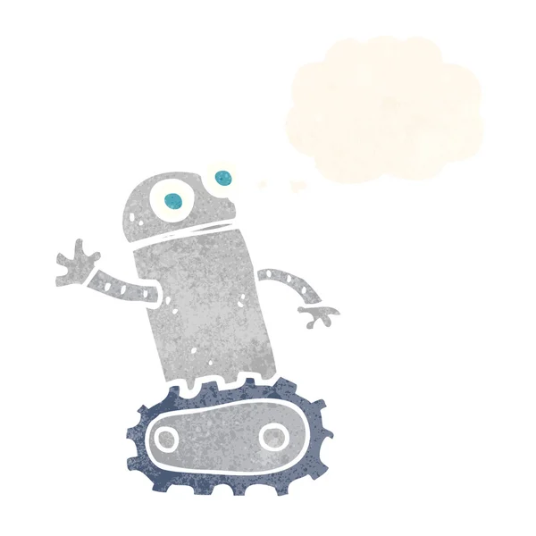 Robot de dibujos animados con burbuja de pensamiento — Vector de stock