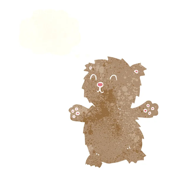 Oso de peluche de dibujos animados con burbuja de pensamiento — Vector de stock