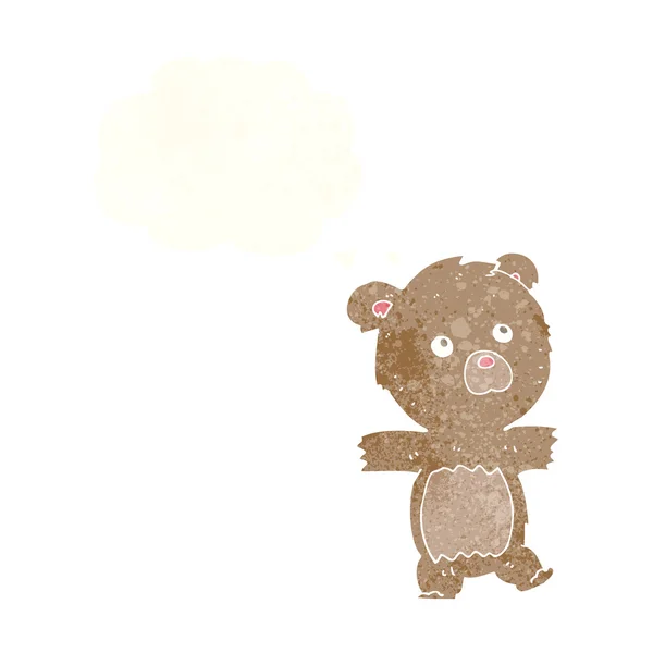 Dessin animé ours en peluche mignon avec bulle de pensée — Image vectorielle