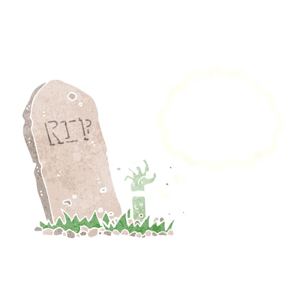 Cartoon zombie rising from grave with thought bubble — Stock Vector