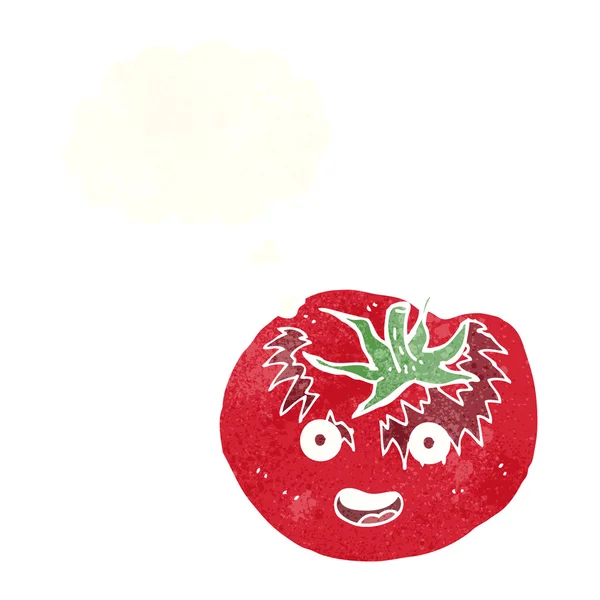 Düşünce baloncuklu çizgi film domatesi — Stok Vektör