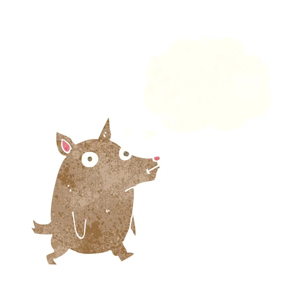 Γελοιογραφία αστείο μικρό σκυλί με φούσκα σκέψης — Διανυσματικό Αρχείο