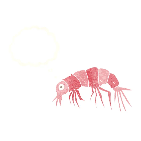 Crevettes dessin animé avec bulle de pensée — Image vectorielle