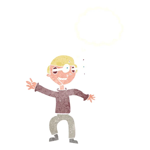 Dibujos animados chico sorprendido con burbuja de pensamiento — Archivo Imágenes Vectoriales