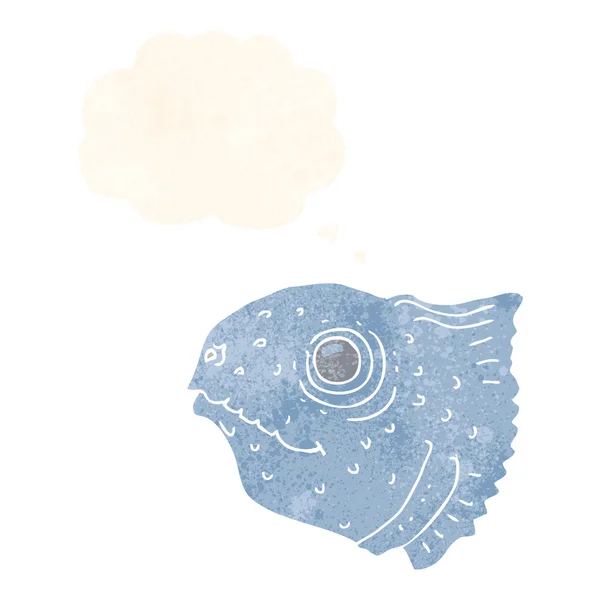 Cartoon vis hoofd met gedachte zeepbel — Stockvector