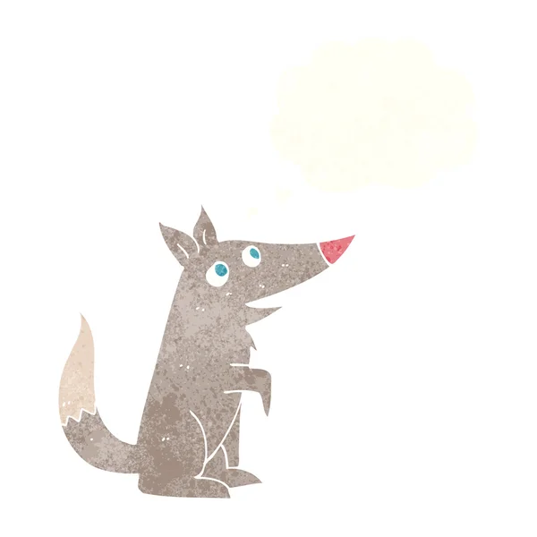 Dibujos animados lobo cachorro con burbuja de pensamiento — Vector de stock