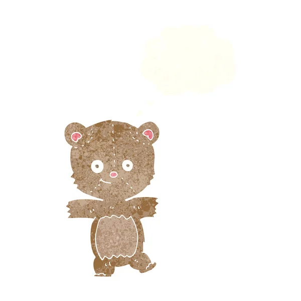 Karikatur lustiger Teddybär mit Gedankenblase — Stockvektor