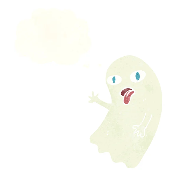 Divertido fantasma de dibujos animados con burbuja de pensamiento — Vector de stock