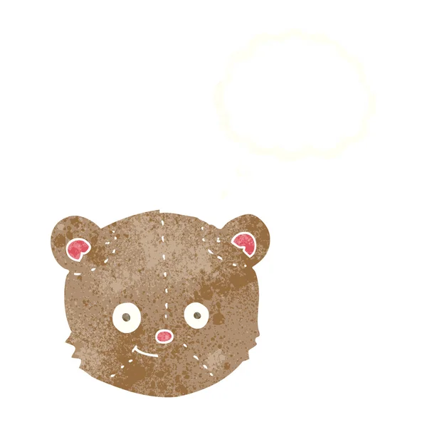 Tête d'ours en peluche dessin animé avec bulle de pensée — Image vectorielle