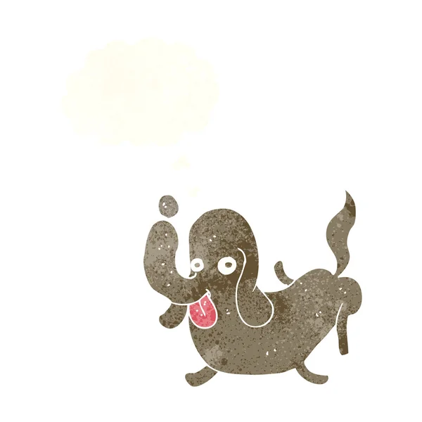 Tecknad hund sticker ut tunga med tanke bubbla — Stock vektor