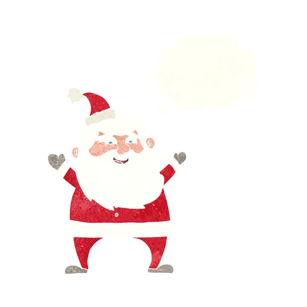 Lustige Weihnachtsmann-Karikatur mit Gedankenblase — Stockvektor