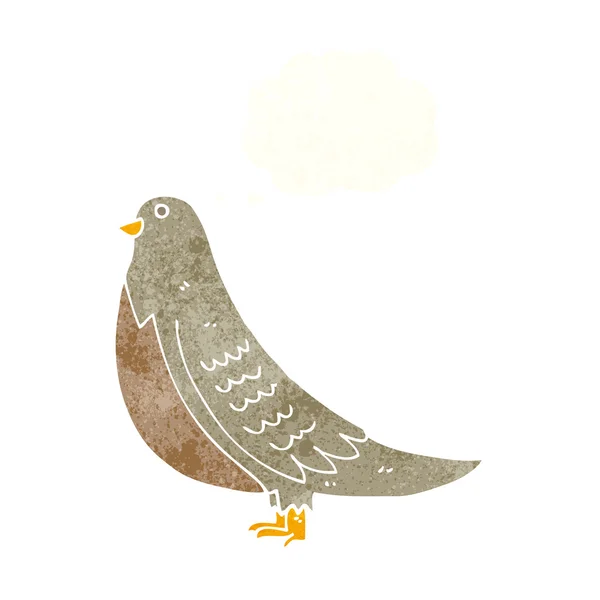 Dibujos animados pájaro común con burbuja de pensamiento — Vector de stock