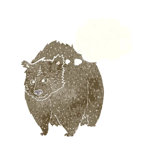 Enorme orso cartone animato con bolla di pensiero — Vettoriale Stock