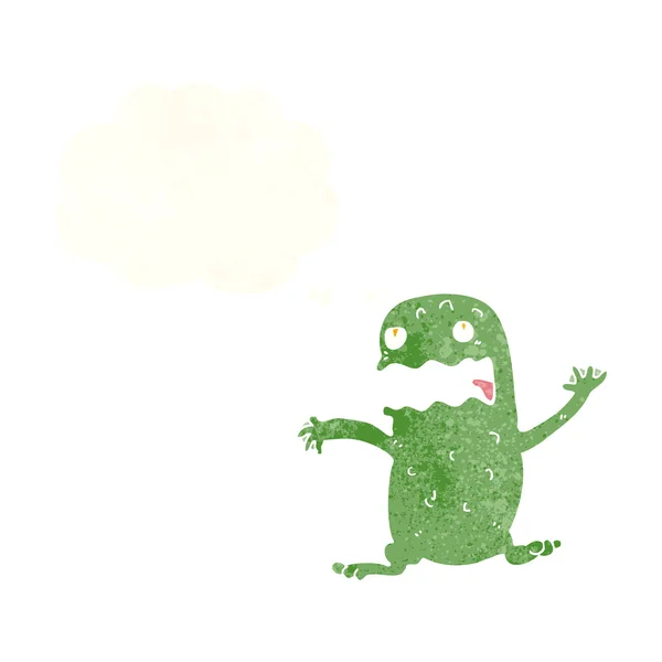 Cartoon funny frog with thought bubble Stock Illustration. 