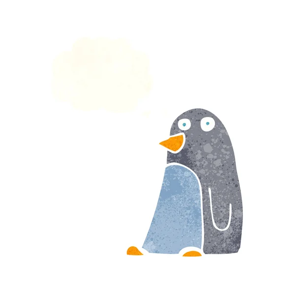 Pinguim dos desenhos animados com bolha de pensamento — Vetor de Stock