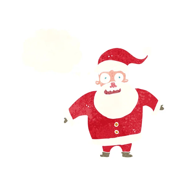 Dibujos animados conmocionó a Santa Claus con burbuja de pensamiento — Vector de stock
