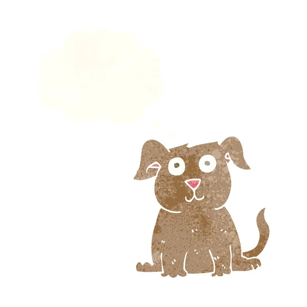 Dessin animé chien heureux avec bulle de pensée — Image vectorielle