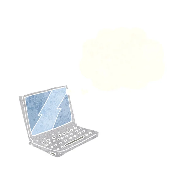 Cartoon-Laptop mit Gedankenblase — Stockvektor