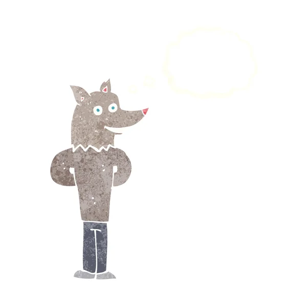 Hombre lobo de dibujos animados con burbuja de pensamiento — Vector de stock