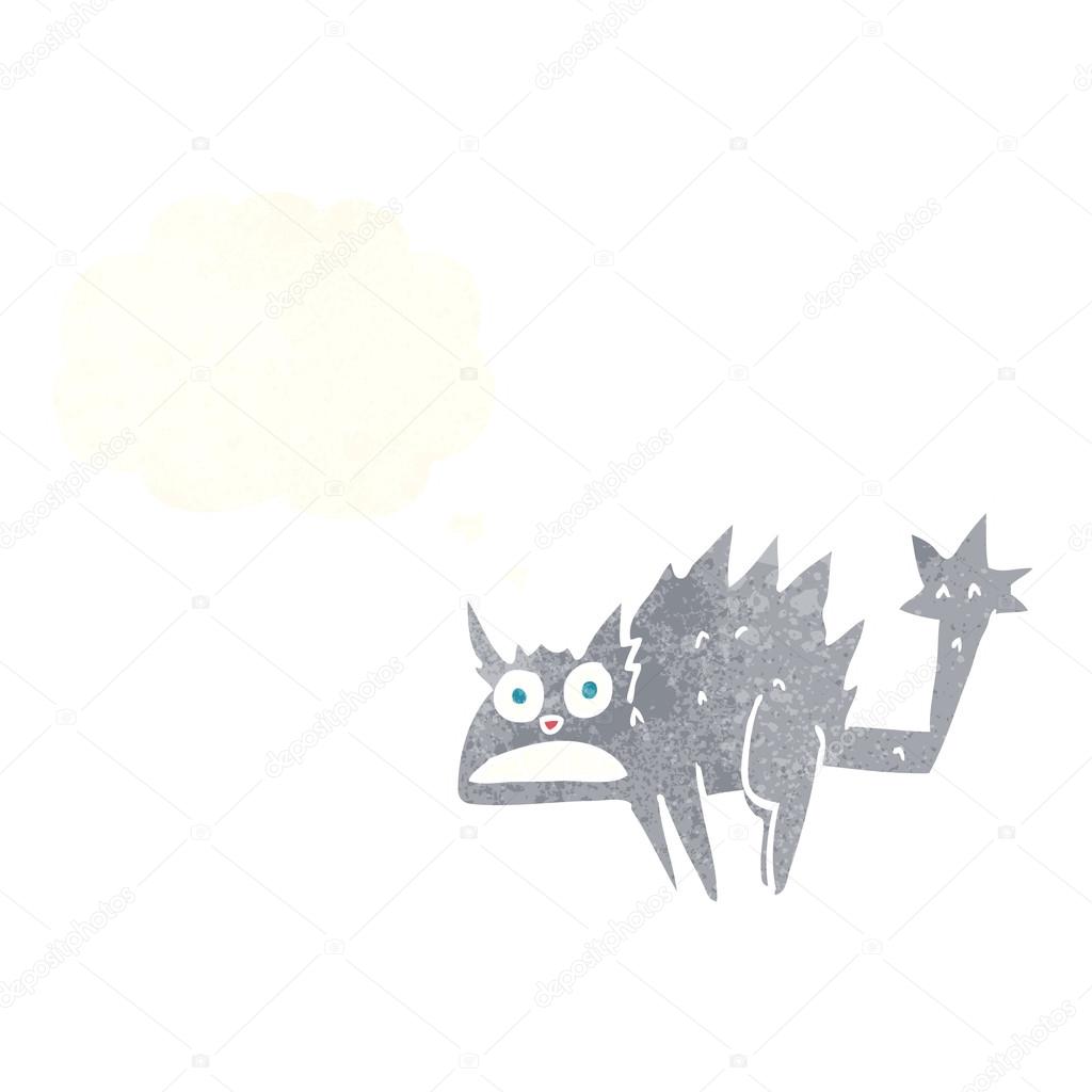 Chat Noir Effrayé De Dessin Animé Avec Pensée Bulle Image