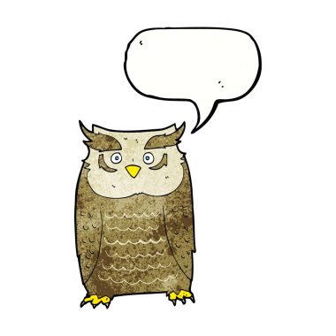 Konuşma baloncuklu çizgi film baykuşu