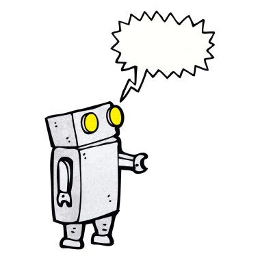 Konuşma baloncuklu çizgi film robotu