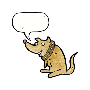 çizgi film mutlu köpek konuşma baloncuğu ile büyük yakalı