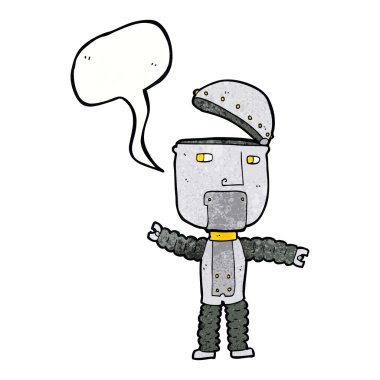 Konuşma baloncuklu çizgi film robotu