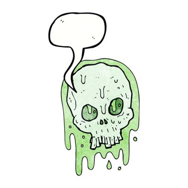 Konuşma baloncuklu sümüksü kafatası