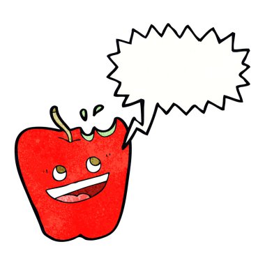 Konuşma balonlu mutlu elma karikatürü