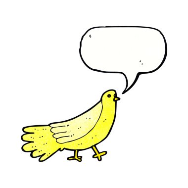 Konuşma baloncuklu çizgi film kuşu