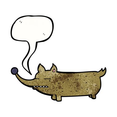 Konuşma balonlu komik küçük köpek.