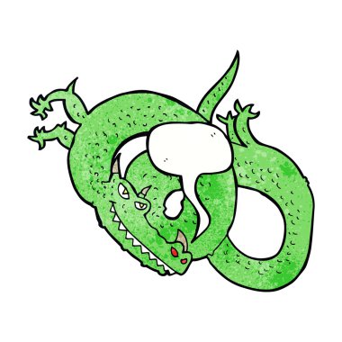 Konuşma baloncuklu çizgi film ejderhası