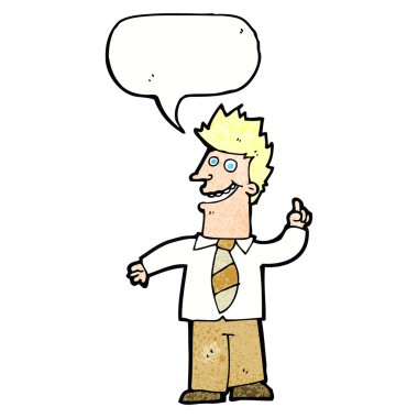 Konuşma baloncuğuyla iyi bir fikri olan çizgi film adamı.