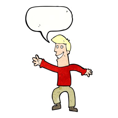 karikatür mutlu bir adam ile konuşma balonu dans