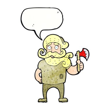 baltalı bir oduncu konuşma balonuyla