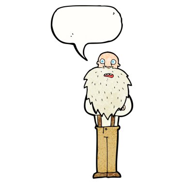 karikatür konuşma balonu ile yaşlı adam sakallı
