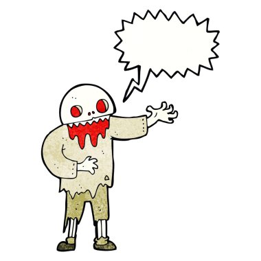Konuşma balonlu tuhaf zombi çizgi filmi.